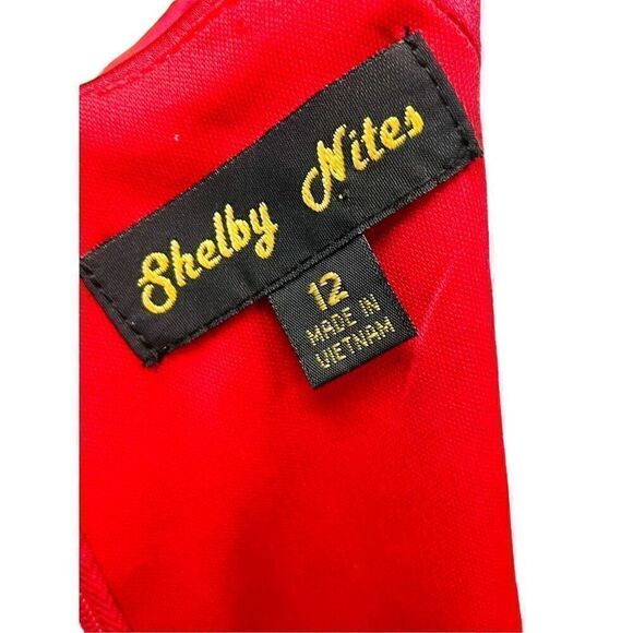 Shelby Nites Vintage Red Sheath Style Sleeveless Satin Midi Dress  With Ruched F - Picture 14 of 16